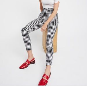 Free People Cotton Gingham Skinny Pants